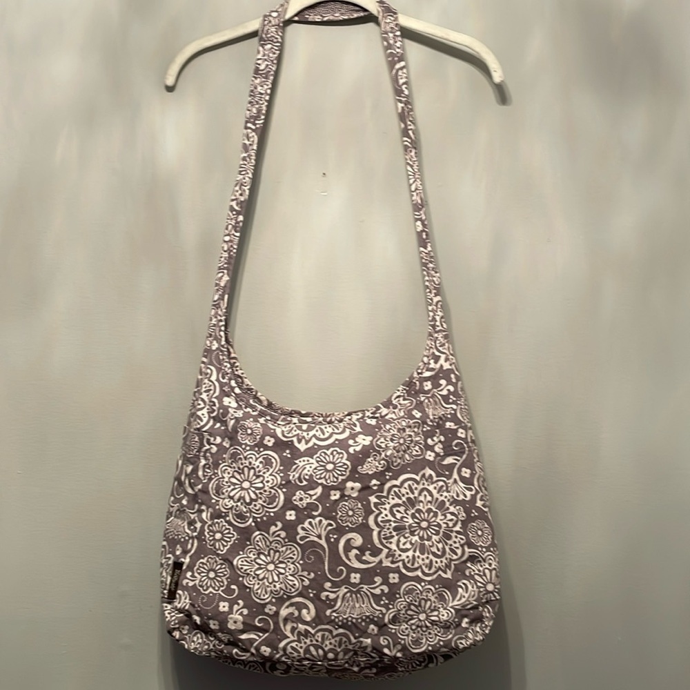 THIRTY-ONE SACK PURSE GRAY AND WHITE FLORAL - Picture 2 of 7